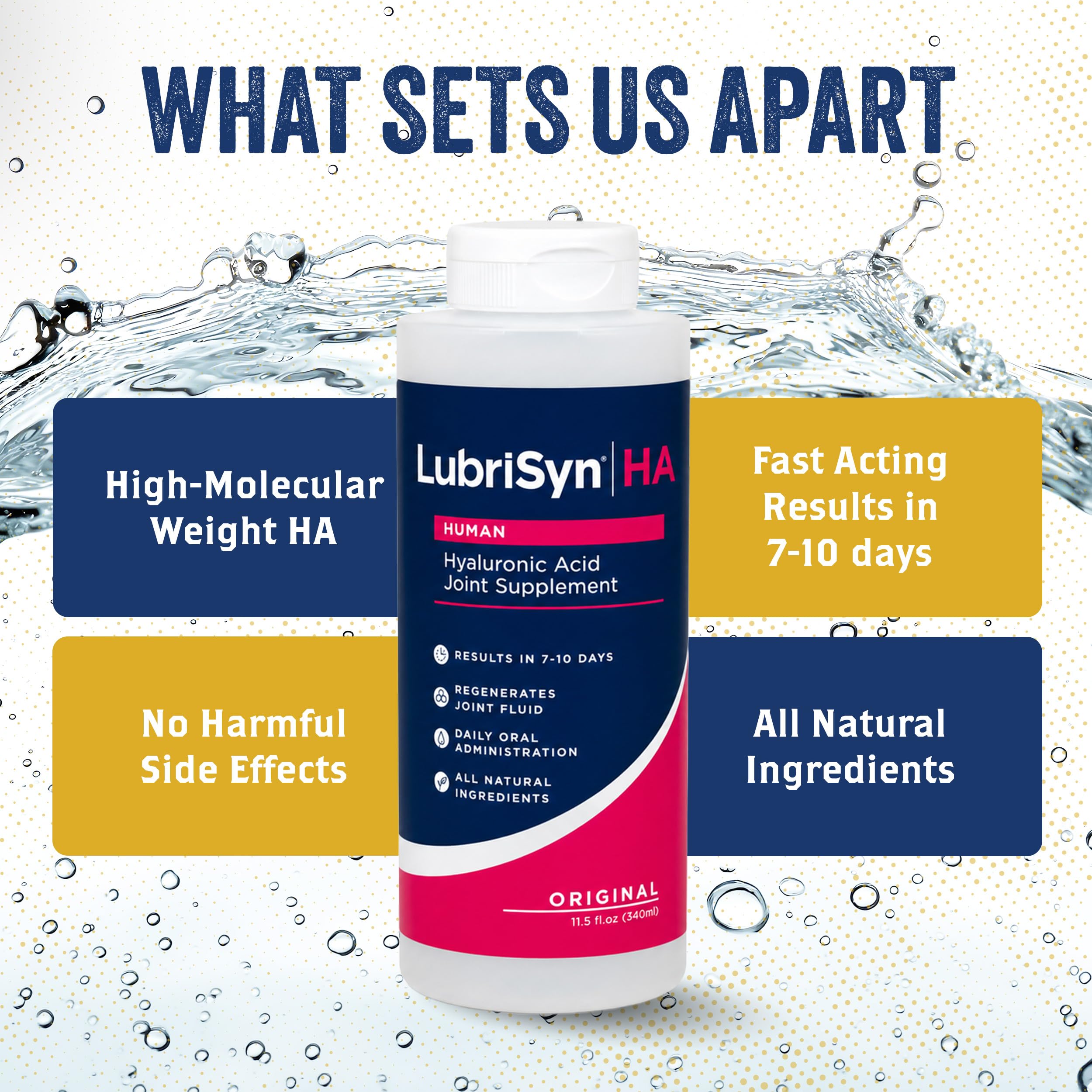 LubriSyn etiqueta nutricional que muestra 60 mg de hyaluronan por servicio