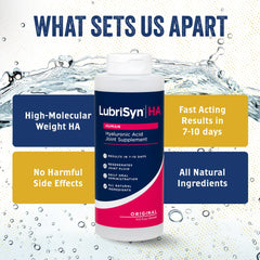 LubriSyn etiqueta nutricional que muestra 60 mg de hyaluronan por servicio