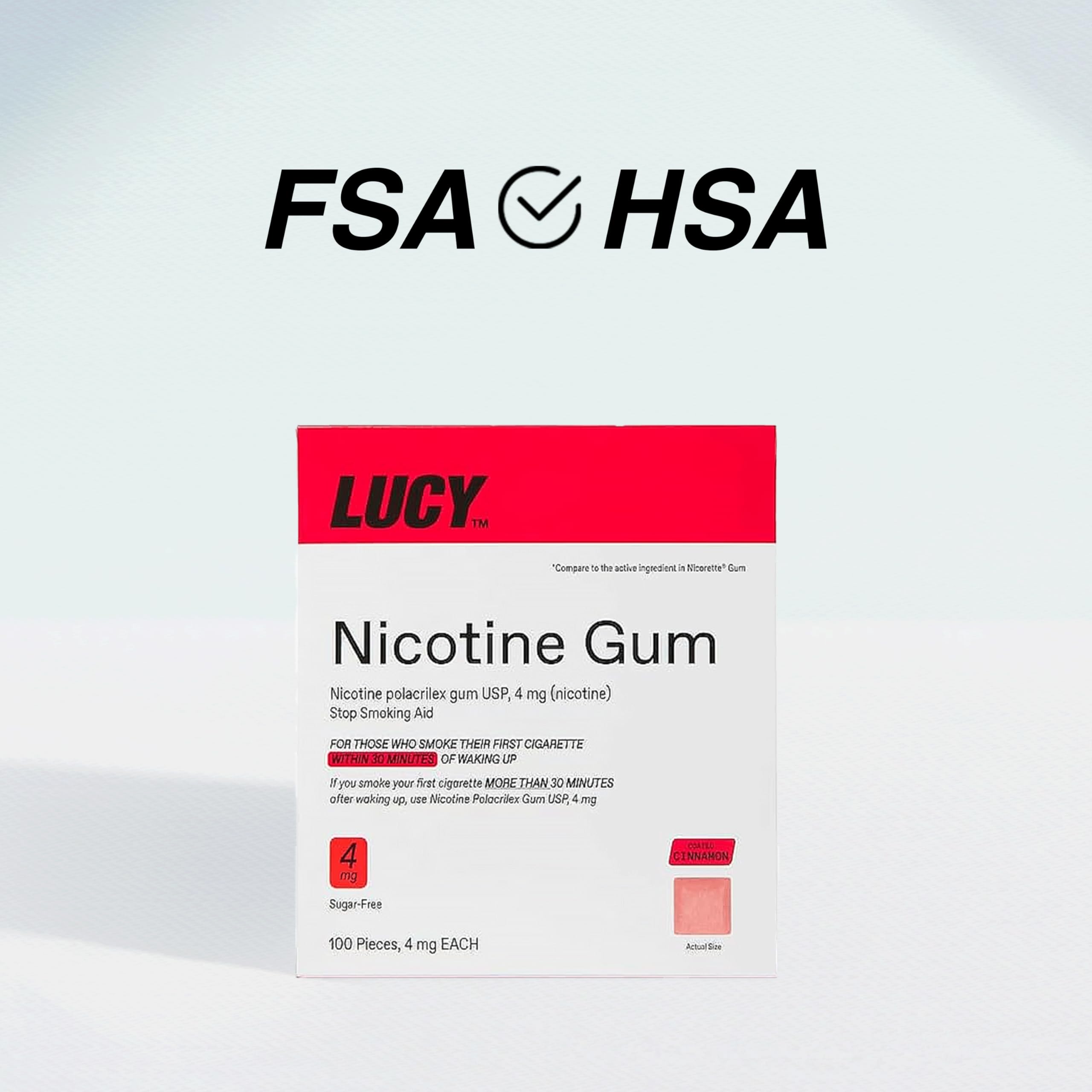 LUCY chicle en uso por una mujer mostrando manejo inmediato de cravings