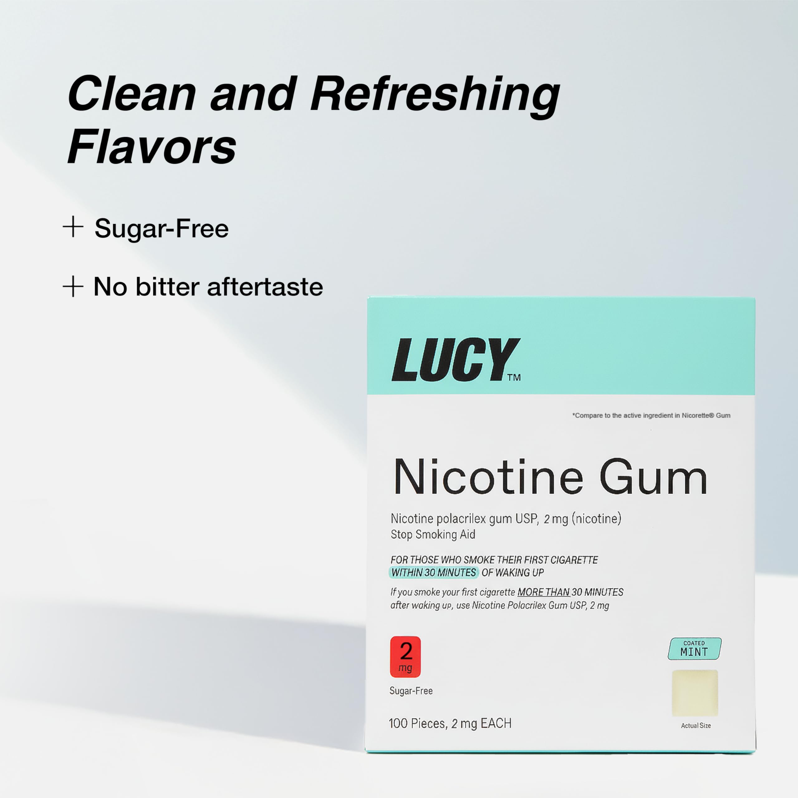 LUCY detalle de textura del chicle resaltando sabor menta fresca