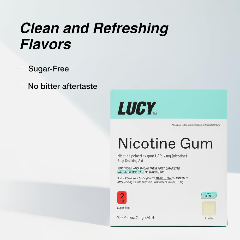 LUCY detalle de textura del chicle resaltando sabor menta fresca
