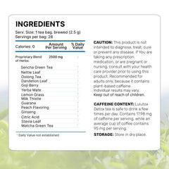 LULUTOX etiqueta con lista de ingredientes y datos nutricionales visibles