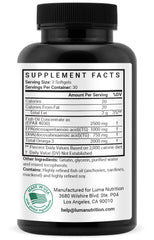 disposición de 60 softgels Luma Nutrition ilustrando suministro mensual
