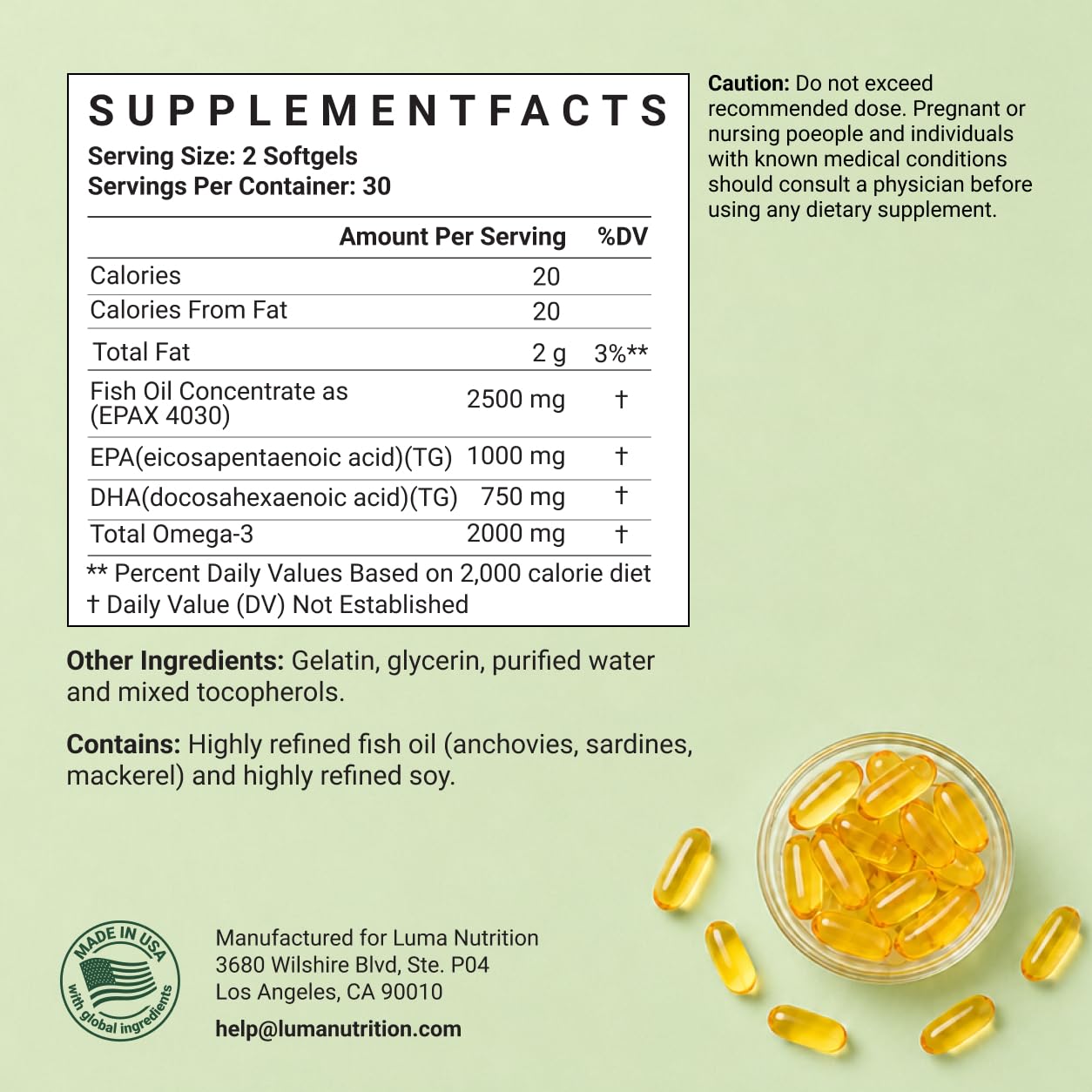 cápsulas abiertas Luma Nutrition mostrando aceite interno y pureza