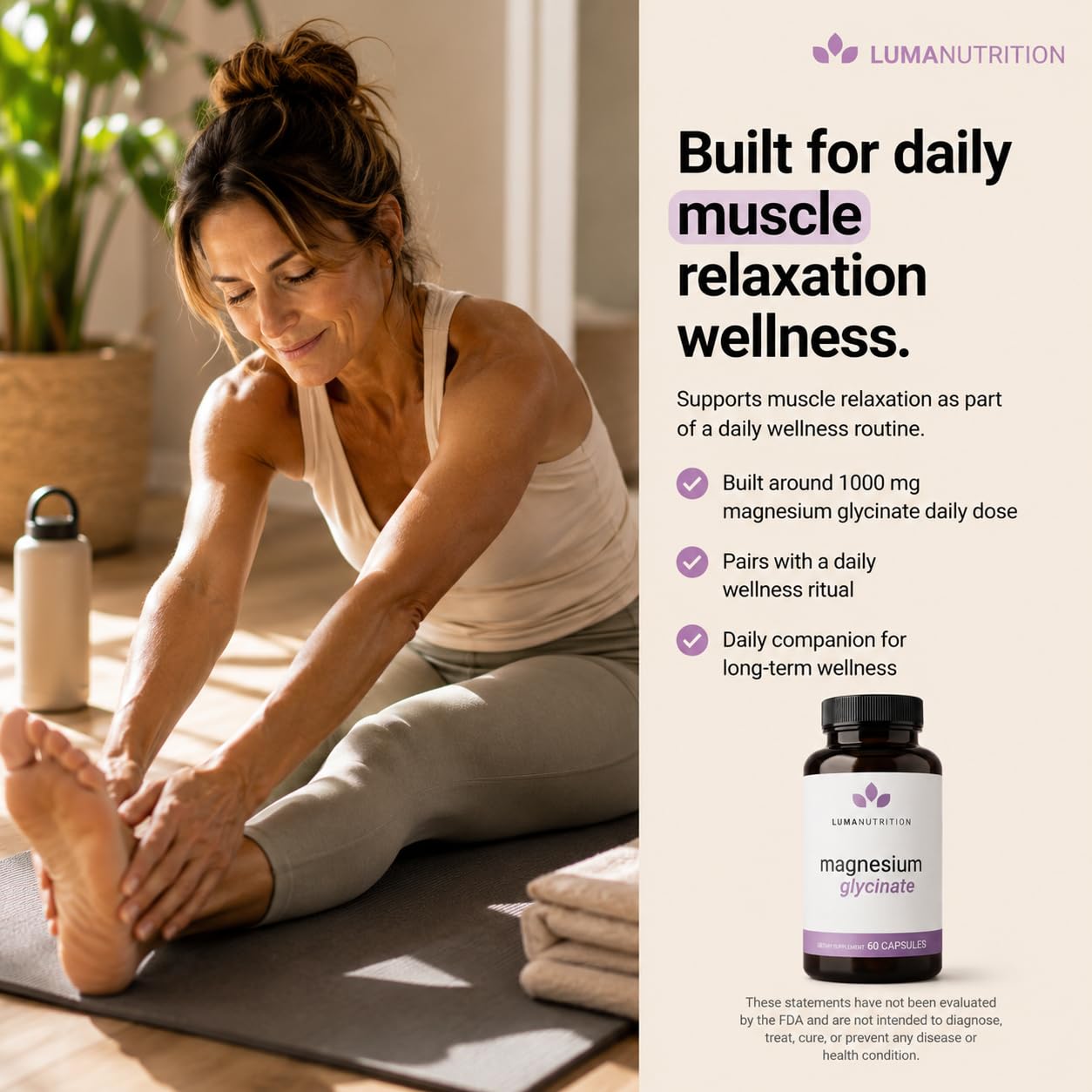 cápsulas Luma Nutrition sobre superficie para visualizar cantidad