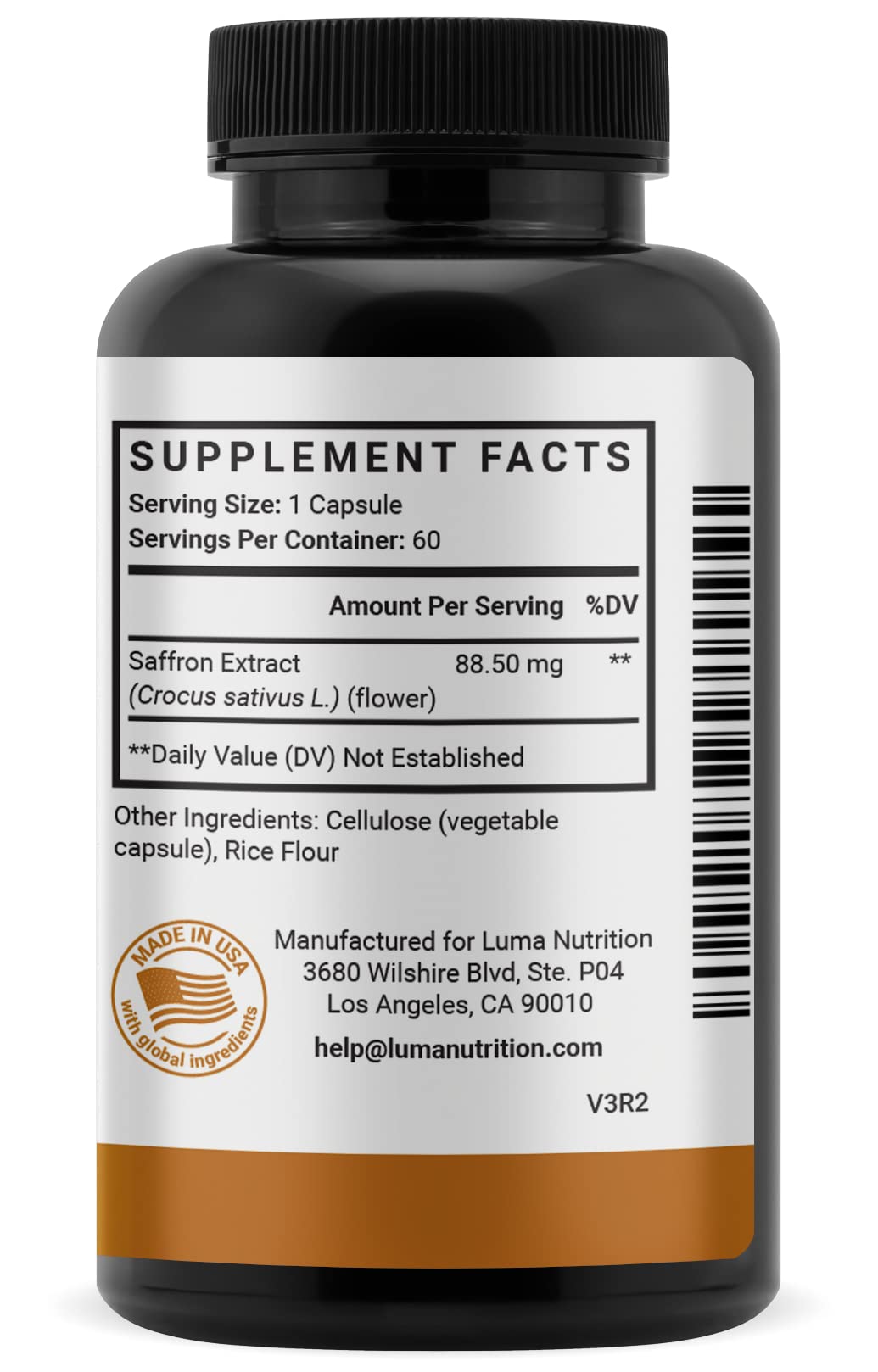 Luma Nutrition botella junto a plantas para imagen de bienestar natural