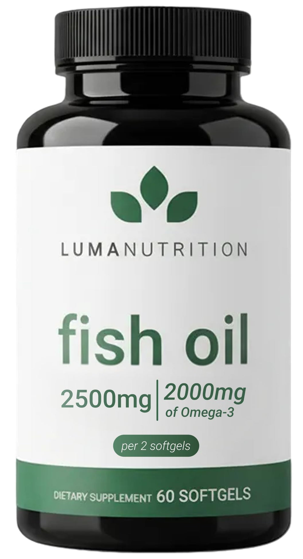 Luma Nutrition frasco delantero con etiqueta clara y alta concentración