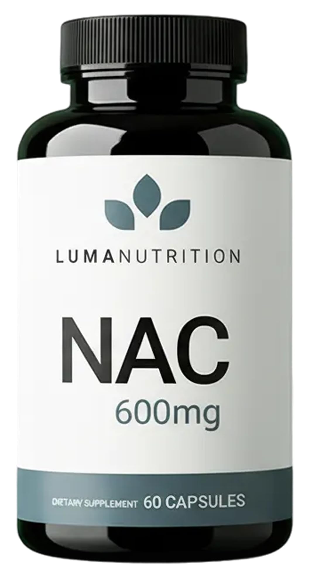 Luma Nutrition frasco frontal mostrando el envase y la dosis clara