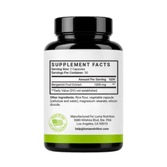 Luma Nutrition frasco abierto mostrando 60 cápsulas suministro mensual