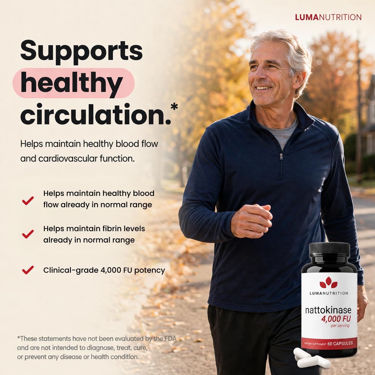 Luma Nutrition comparación de tamaño junto a una moneda para escala