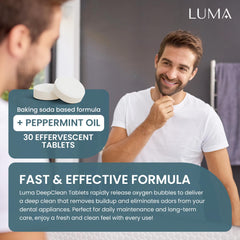 LumaPod retentor dentro de baño con tableta, limpieza rápida y segura