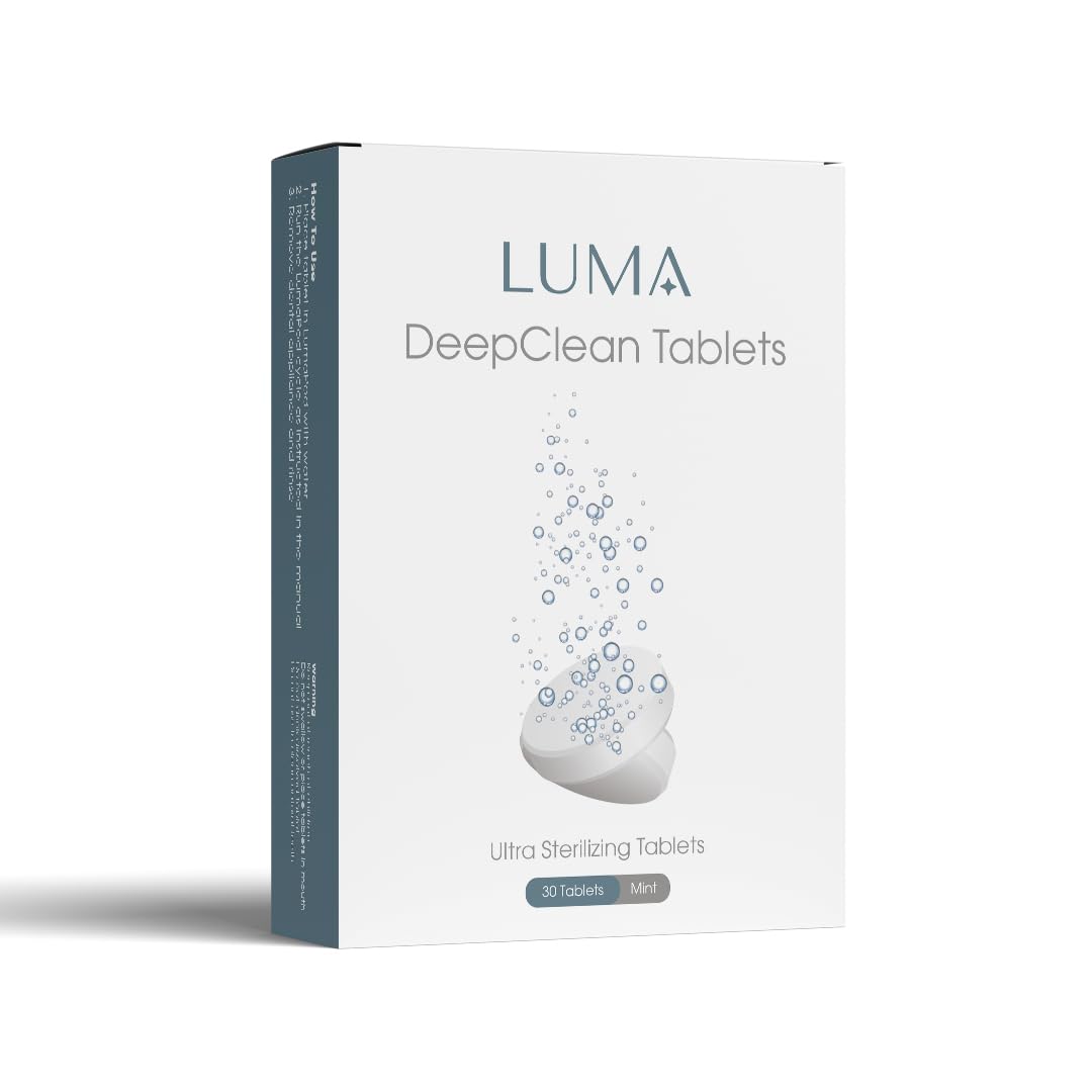 LumaPod empaque frontal mostrando 30 pastillas y beneficio de limpieza profunda
