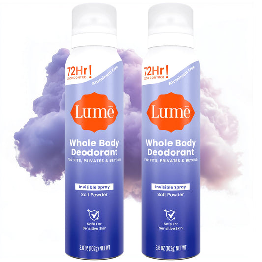 Lume aerosol frente empaque mostrando diseño y tamaño, beneficio control de olor