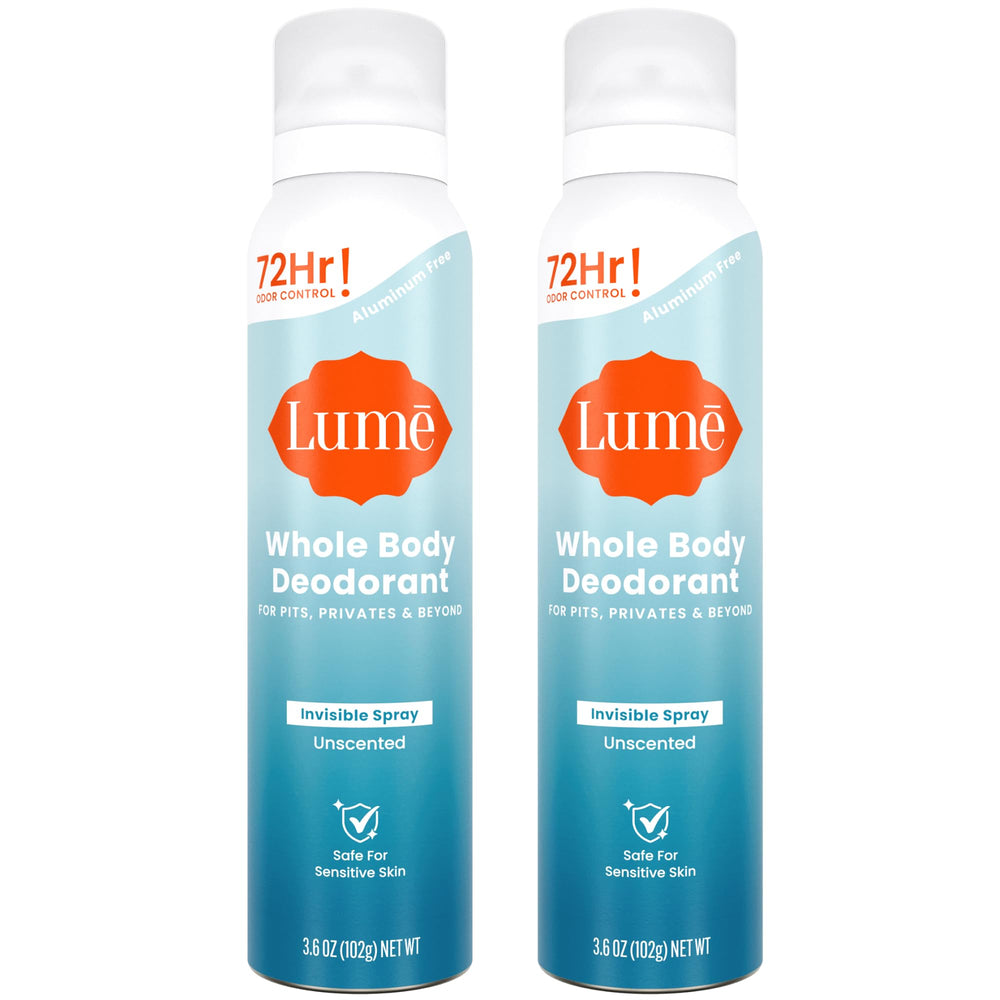 Lume aerosol frontal mostrando diseño compacto y sin fragancia como ventaja