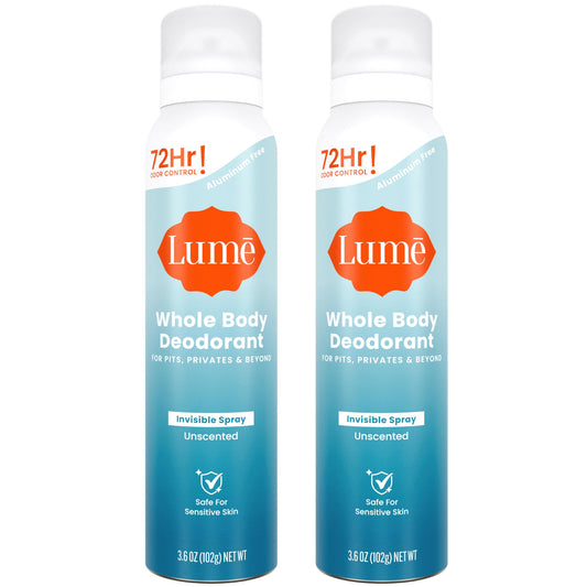 Lume aerosol frontal mostrando diseño compacto y sin fragancia como ventaja