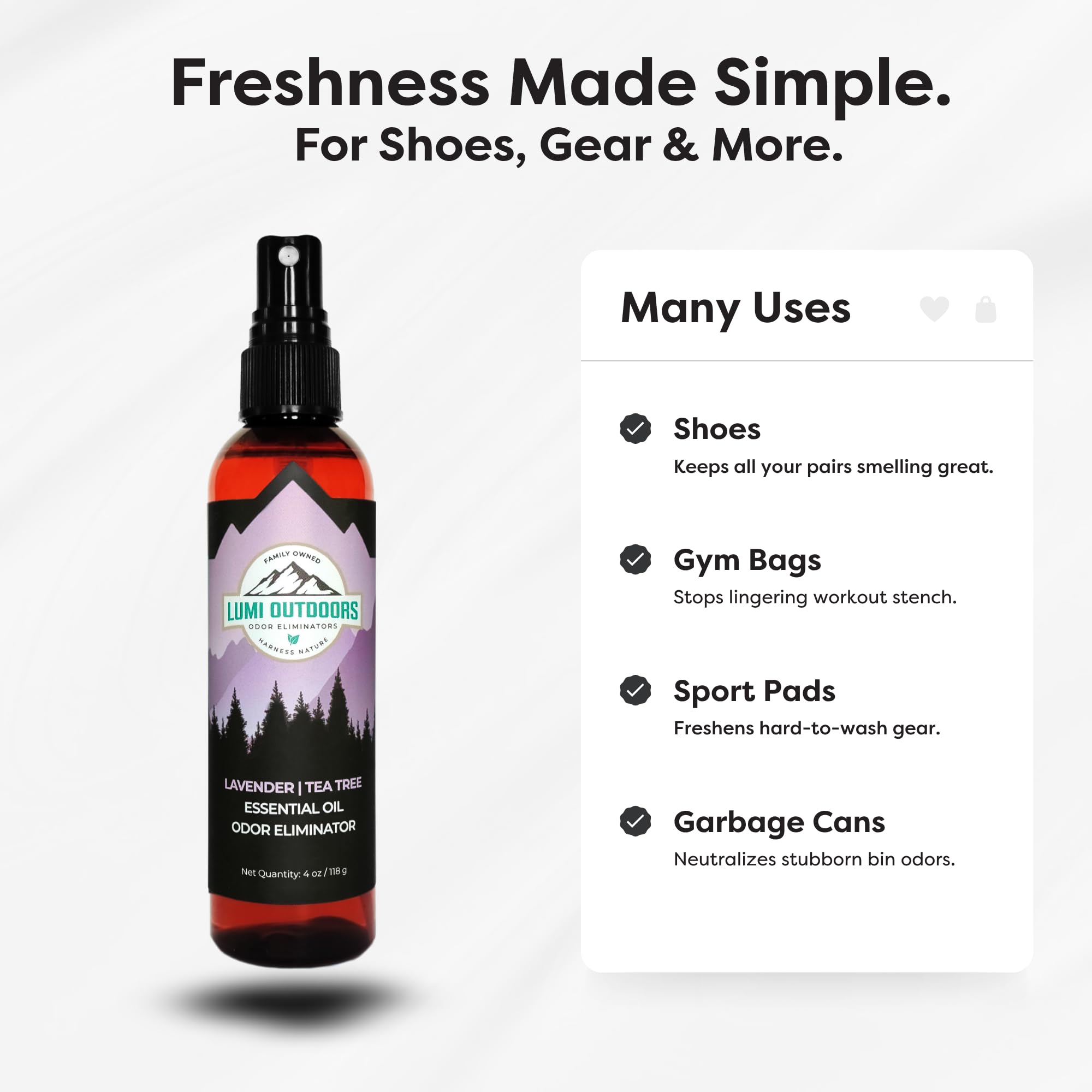 Lumi Outdoors etiqueta con ingredientes naturales y garantía familiar