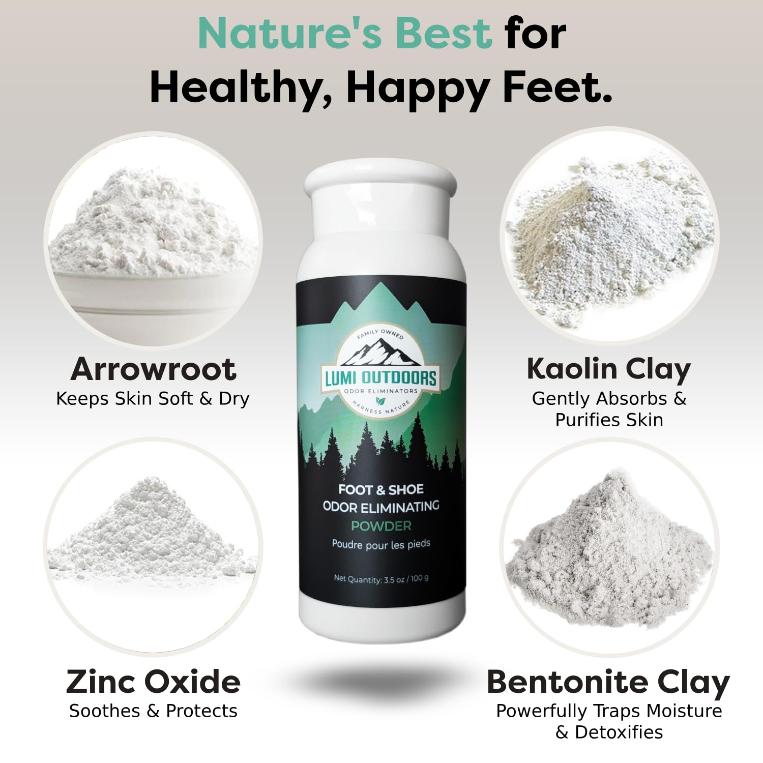 Lumi Outdoors etiqueta de ingredientes, fórmula natural y suave