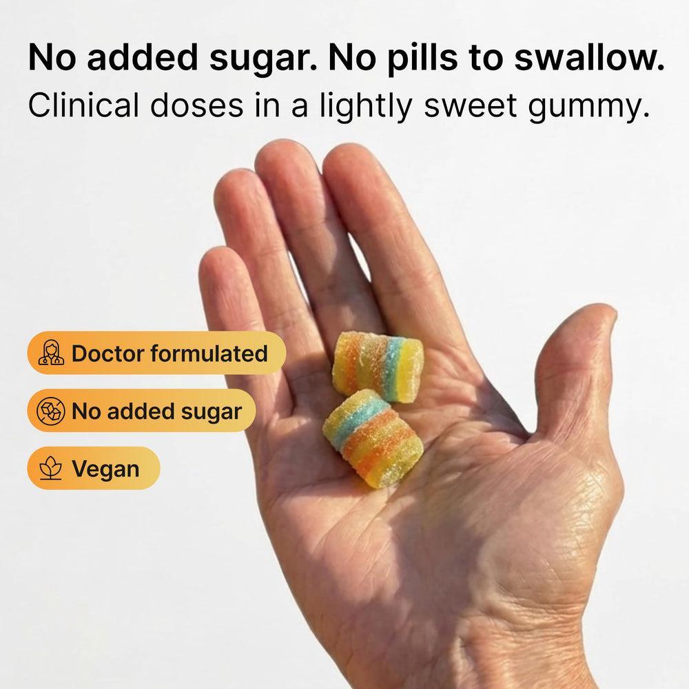 Etiqueta de Luminary Vitamins con información de CoQ10, hierro y ácido fólico visible