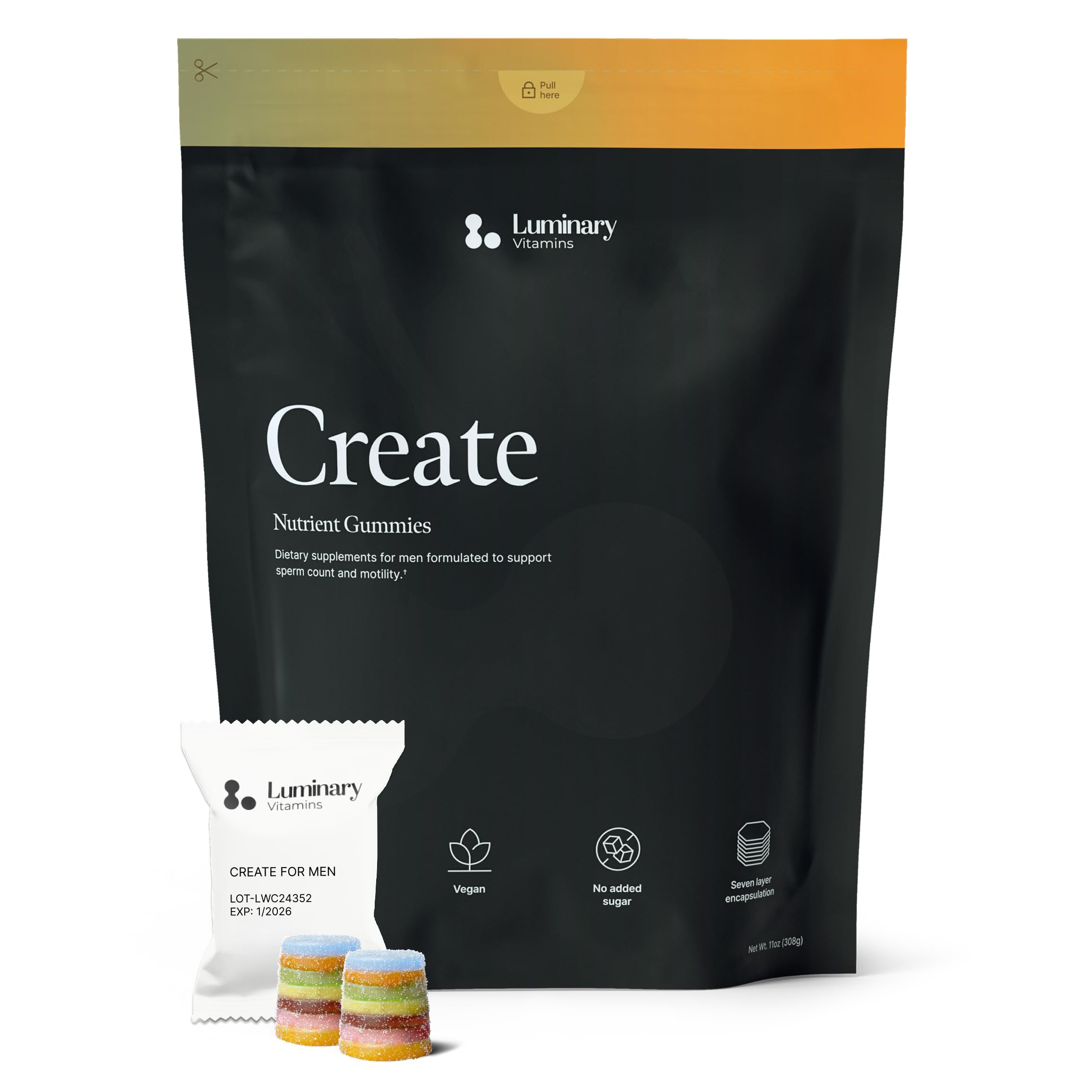 Luminary Vitamins envase frontal mostrando cantidad y etiqueta beneficiosa