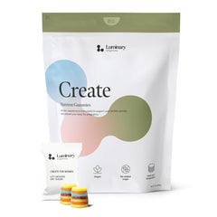 Luminary Vitamins frontal del envase mostrando el diseño y beneficios clave