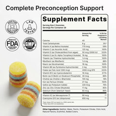 Ingredientes clave de Luminary Vitamins (CoQ10, hierro, folato) mostrados ordenados