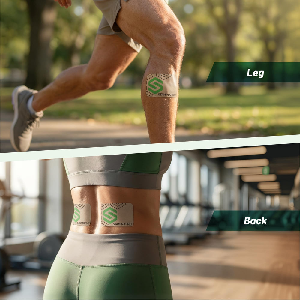 LUMINAS parche aplicado en rodilla durante ejercicio, sujeción estable y movilidad