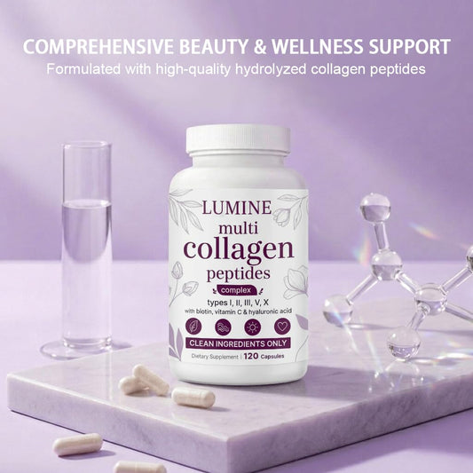 LUMINE cápsulas distribuidas sobre fondo blanco para una dosificación clara