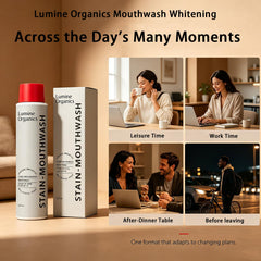 Lumine Organics etiqueta legible destacando fórmula sin alcohol
