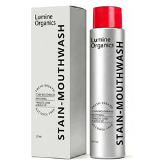 Lumine Organics frente del envase mostrando diseño y tamaño portátil