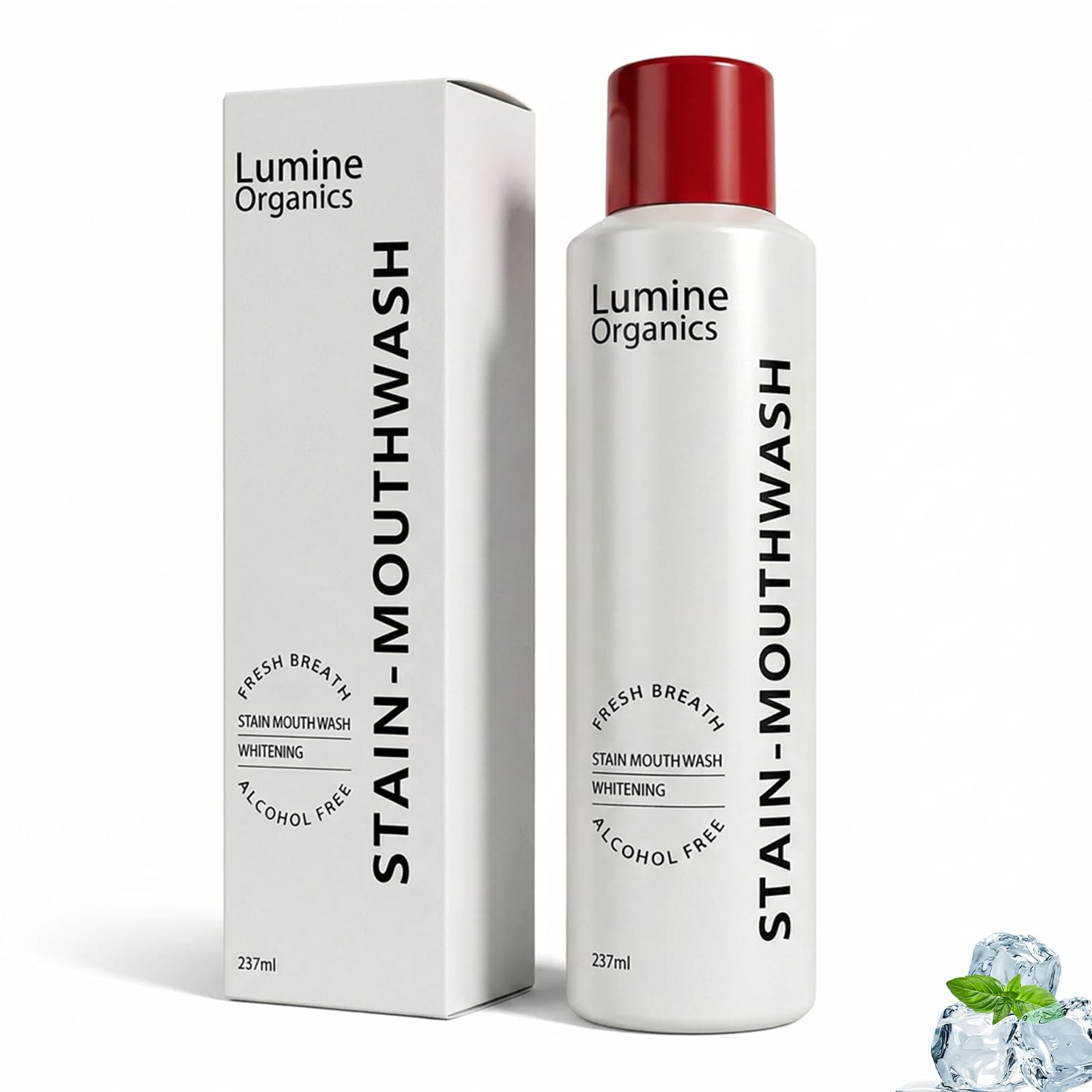 Lumine Organics vista frontal del envase mostrando limpieza profesional
