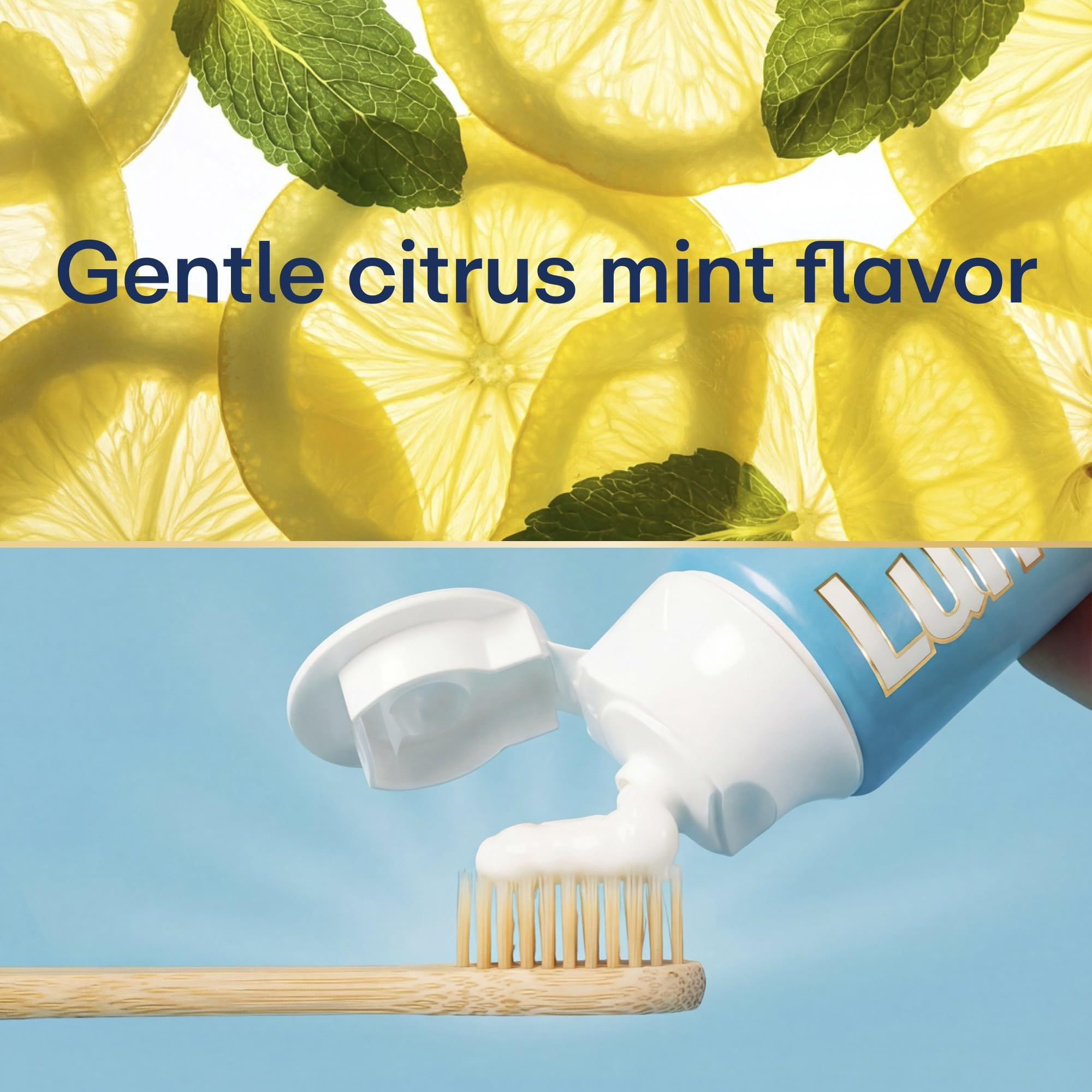 Lumineux etiqueta con ingredientes enfocada en fórmula sin peróxido