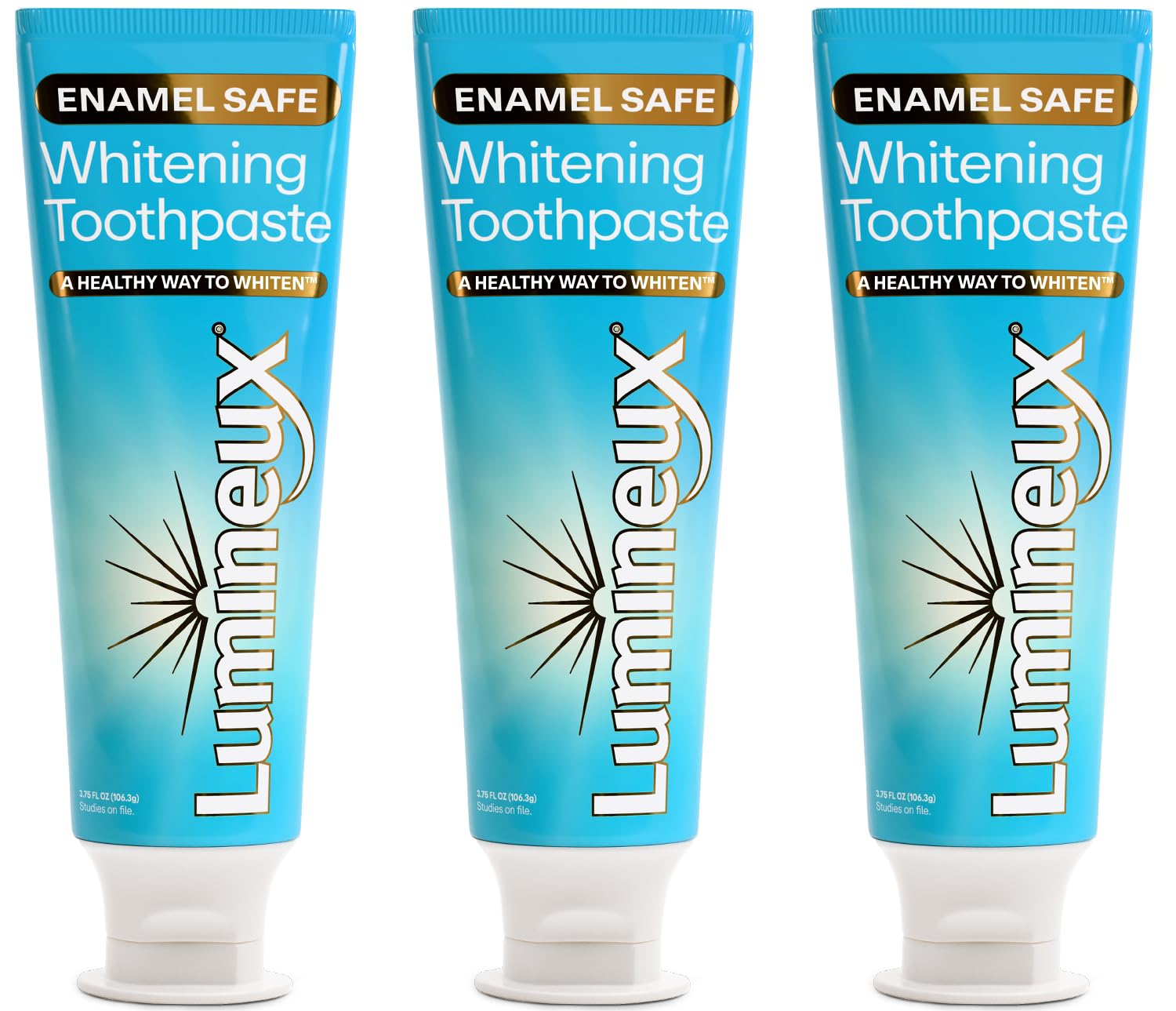 Lumineux frente del tubo mostrando diseño y beneficio blanco más natural
