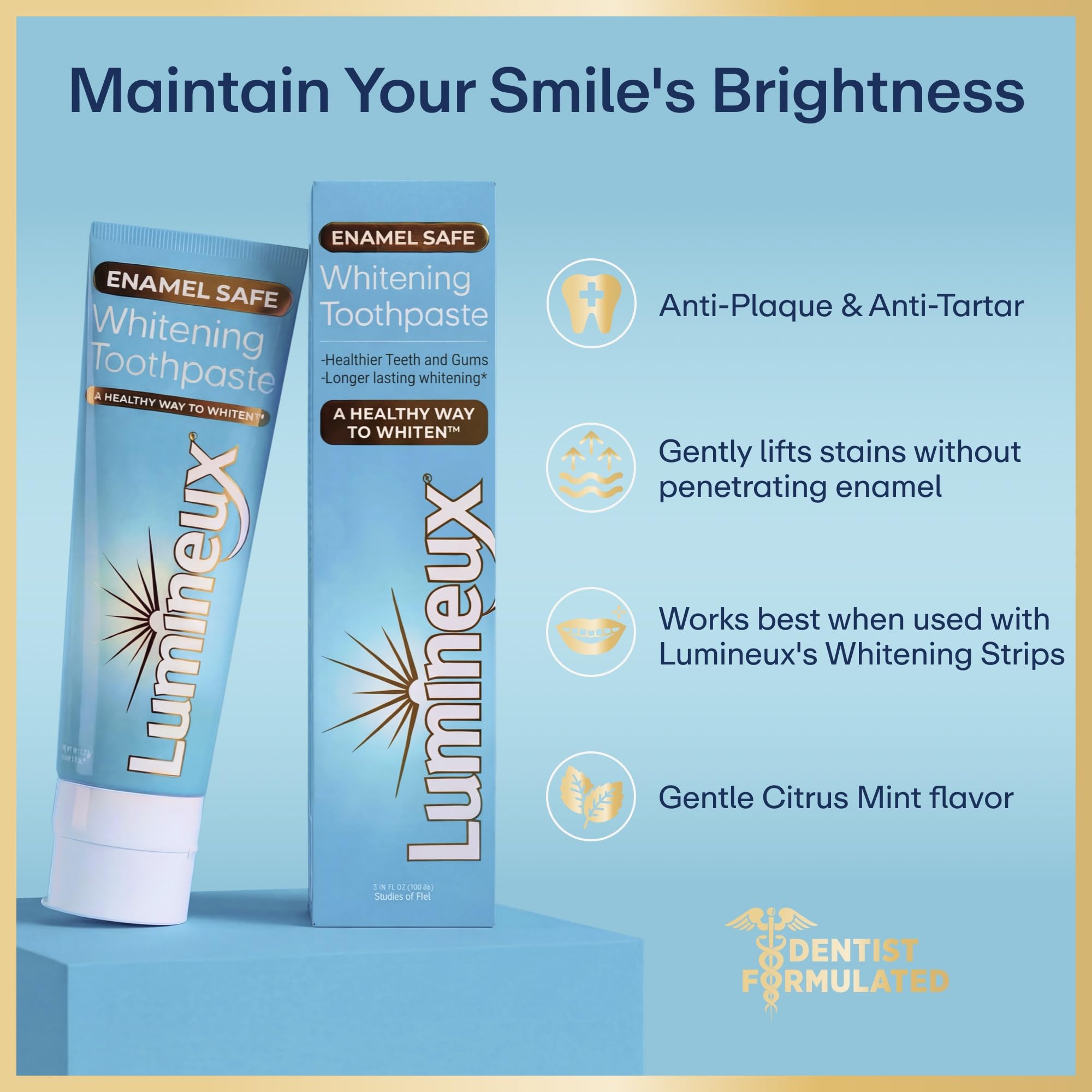 Lumineux dos tubos de pasta dental 2 pack para mantenimiento diario
