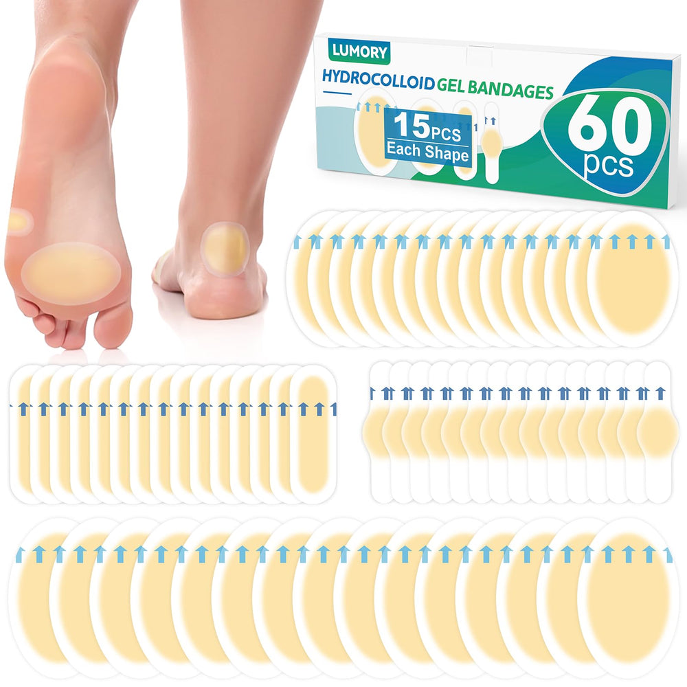 LUMORY embalaje frontal mostrando kit de 60 parches y beneficio práctico