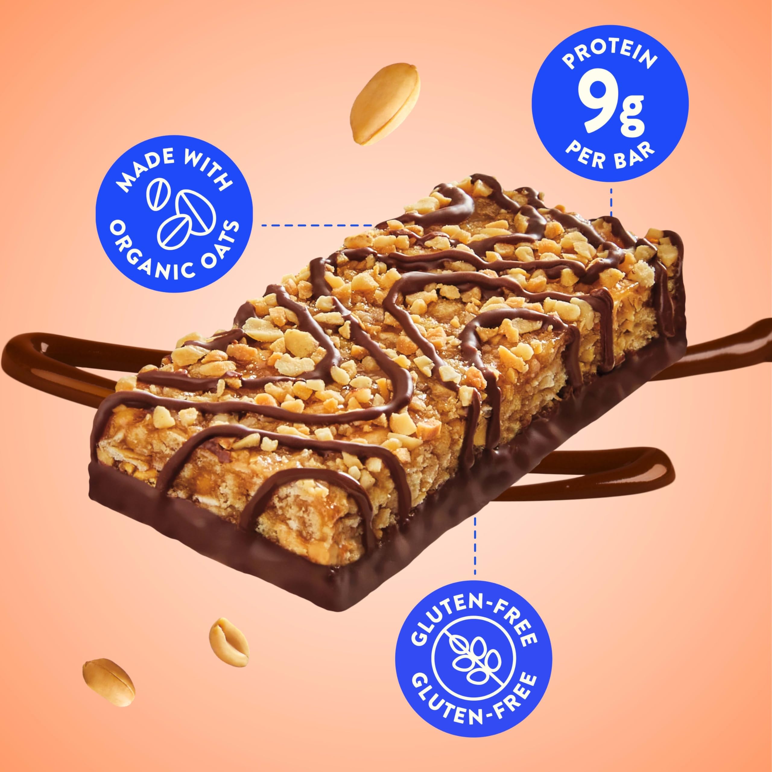Luna Bar ingredientes naturales como avena orgánica y mantequilla de cacahuate