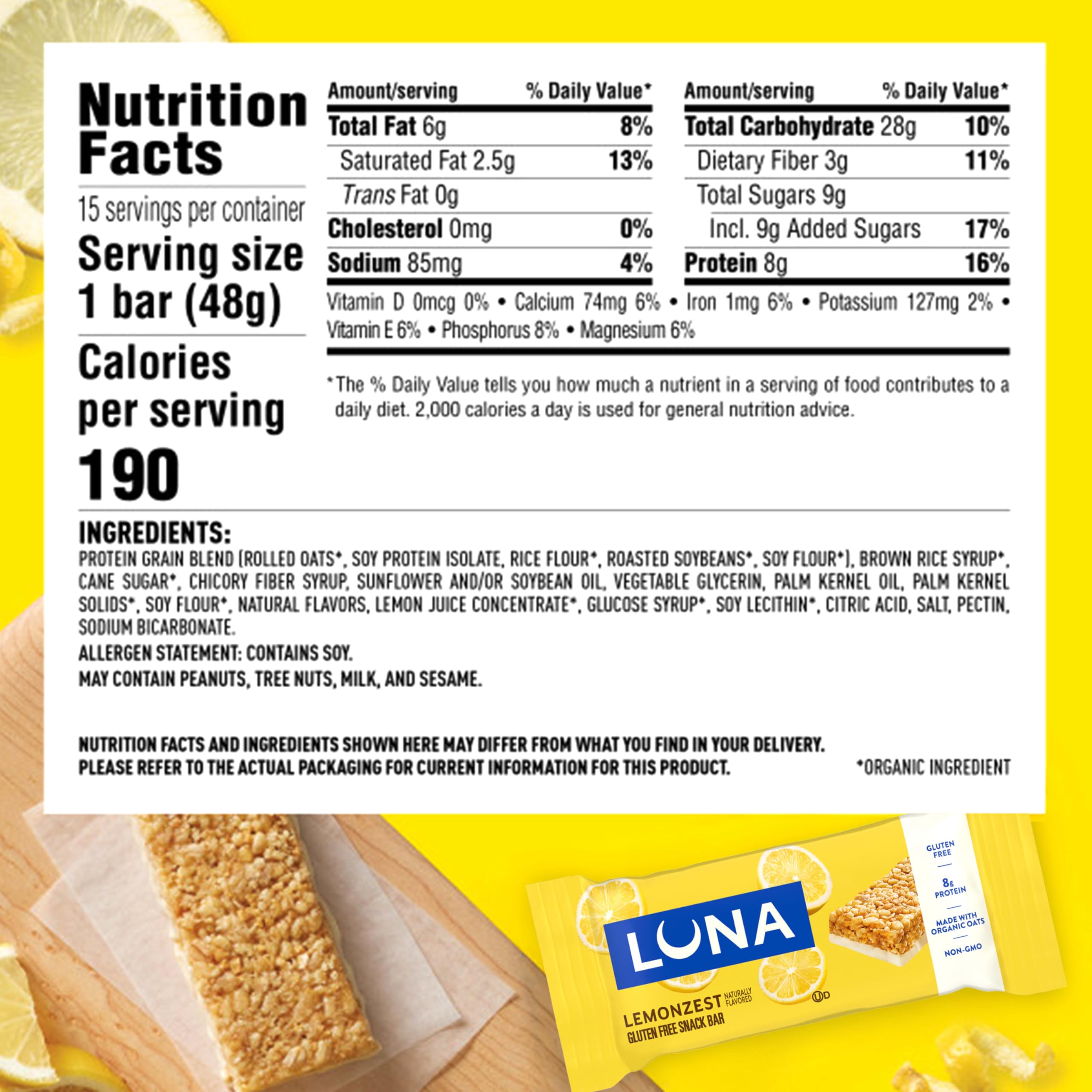 Luna Bar primer plano de textura de avena orgánica para sensación natural