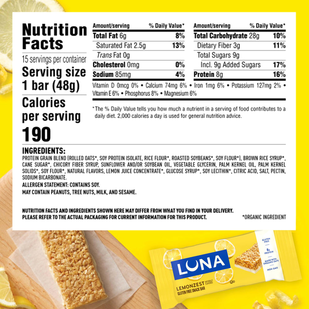 Luna Bar primer plano de textura de avena orgánica para sensación natural