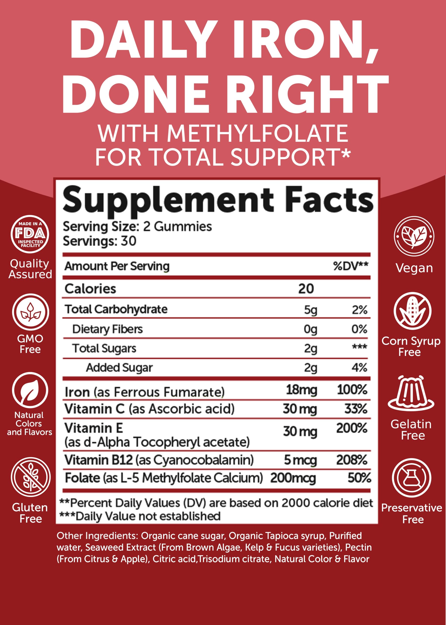 Etiqueta nutricional Lunakai mostrando hierro 18 mg y vitaminas añadidas