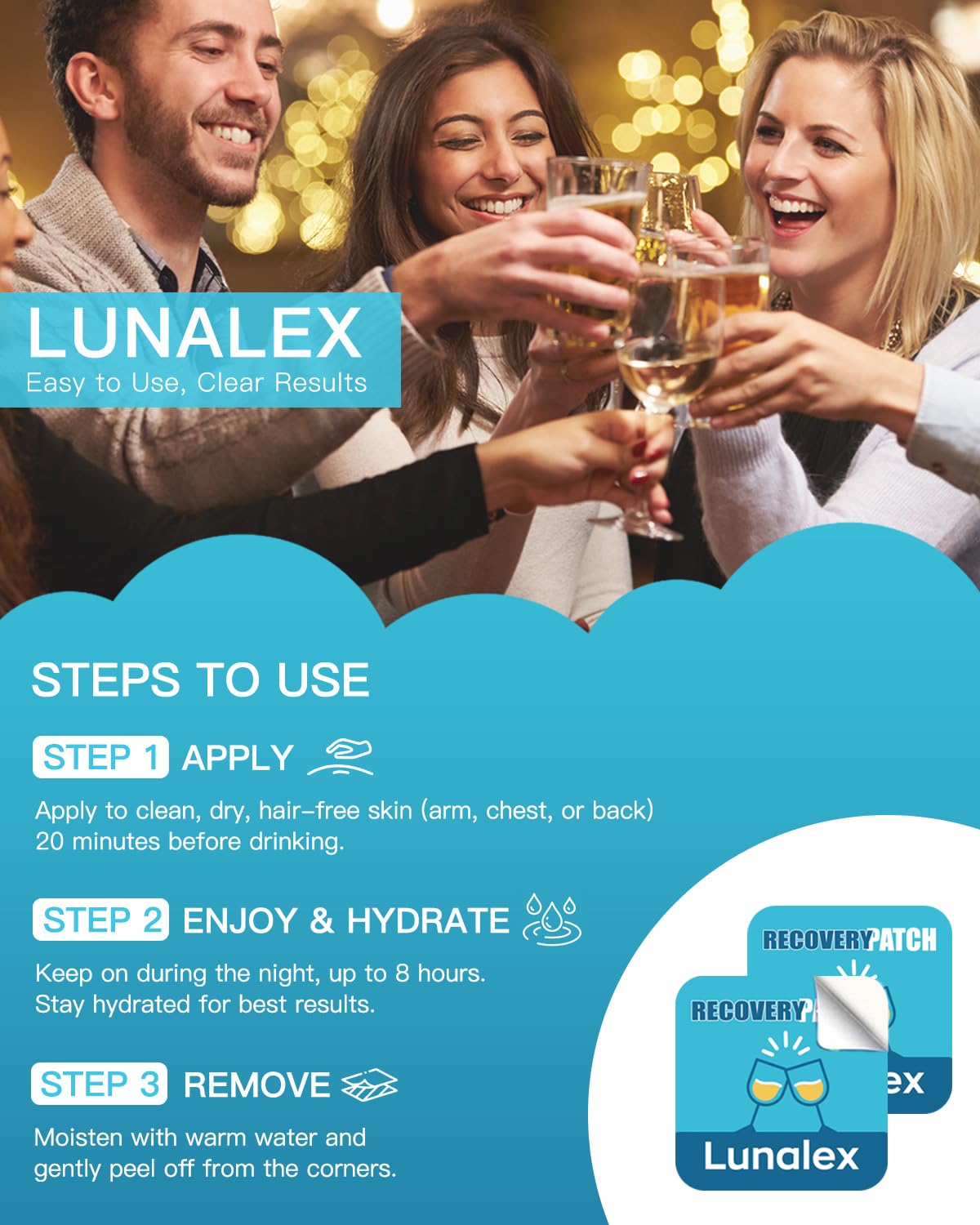 Lunalex parche en contacto con agua demostrando resistencia y seguridad