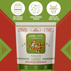 Lunar Lifts vaso con matcha latte boba listo para beber, opción práctica