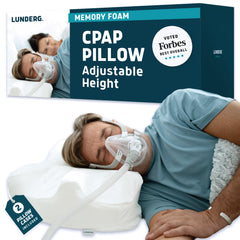 Lunderg almohada CPAP frontal mostrando diseño contorneado y soporte