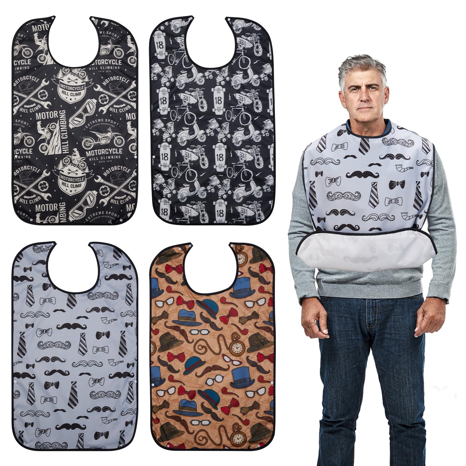 LURKOMEMO baberos frontal paquete, protección completa durante comidas