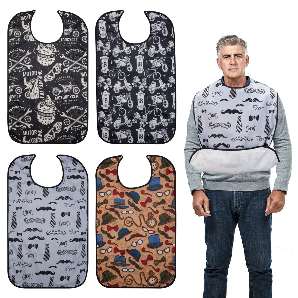 LURKOMEMO baberos frontal paquete, protección completa durante comidas