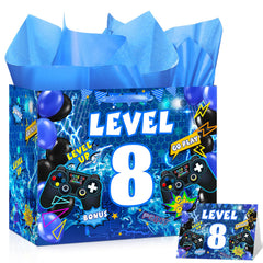 LUUFILx bolsa frontal azul con asa y diseño gaming, presentación lista para regalar