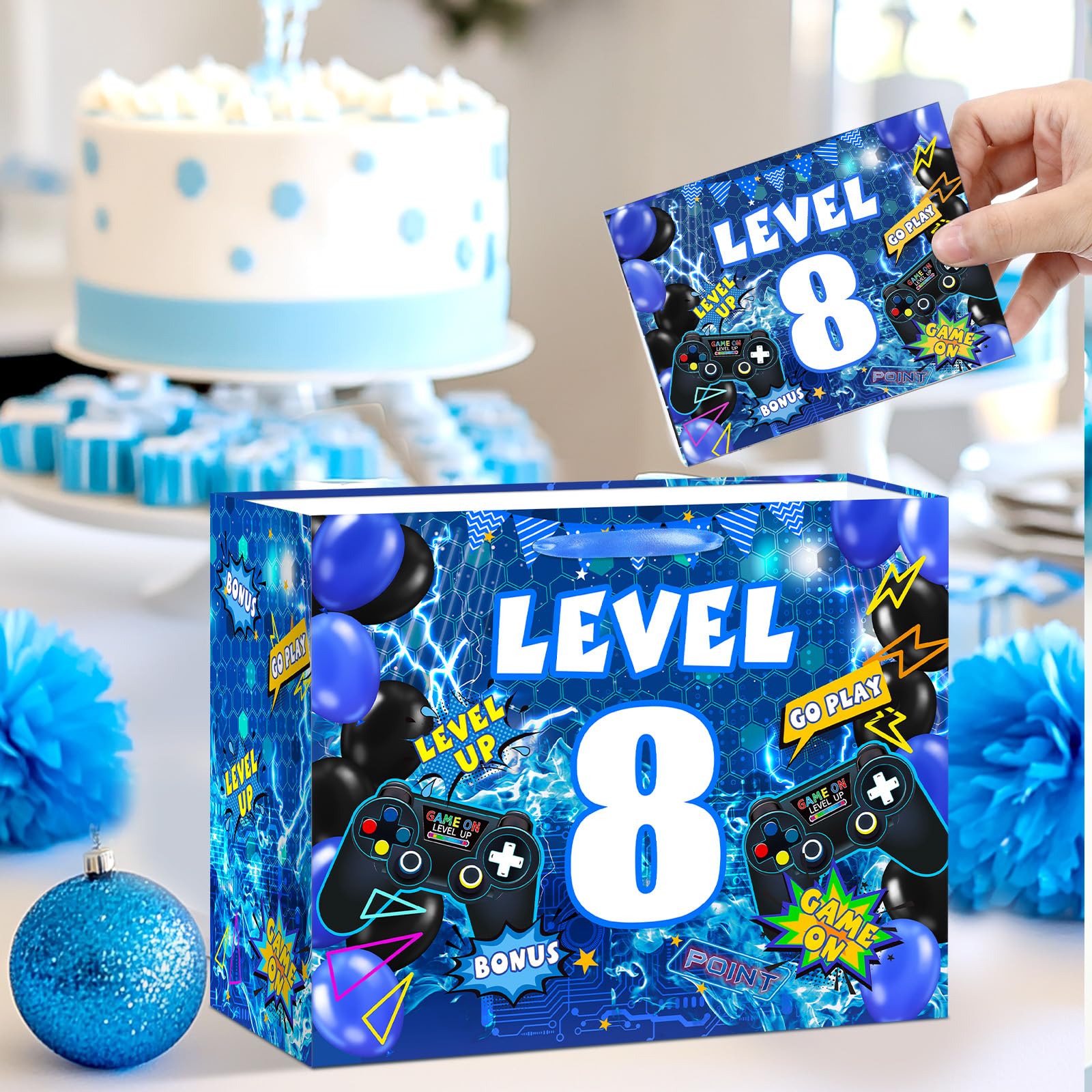 LUUFILx tarjeta gamer 8 con espacio para dedicatoria y aspecto festivo