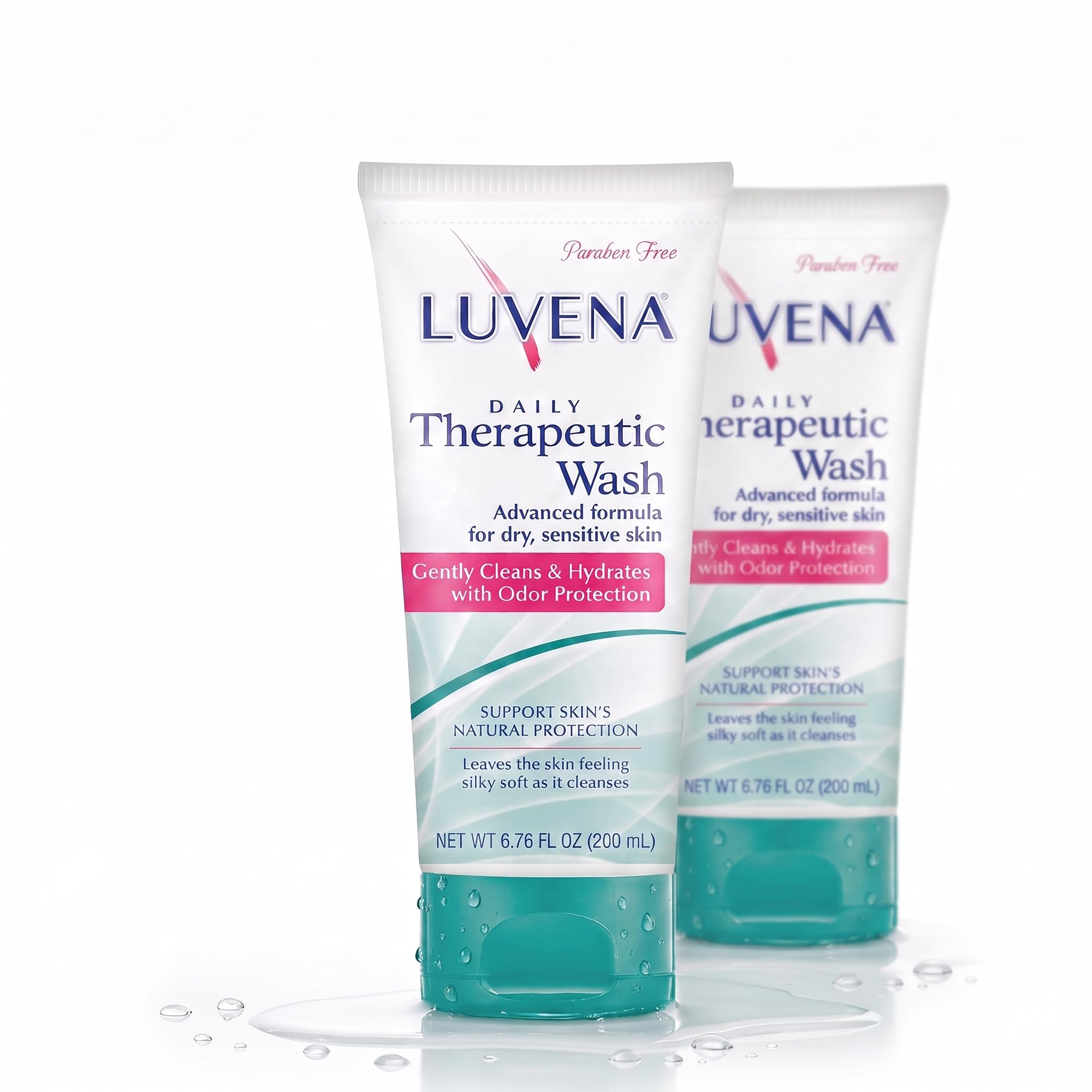 LUVENA envase frontal mostrando etiqueta y fragancia Sweet Pea, sensación de limpieza
