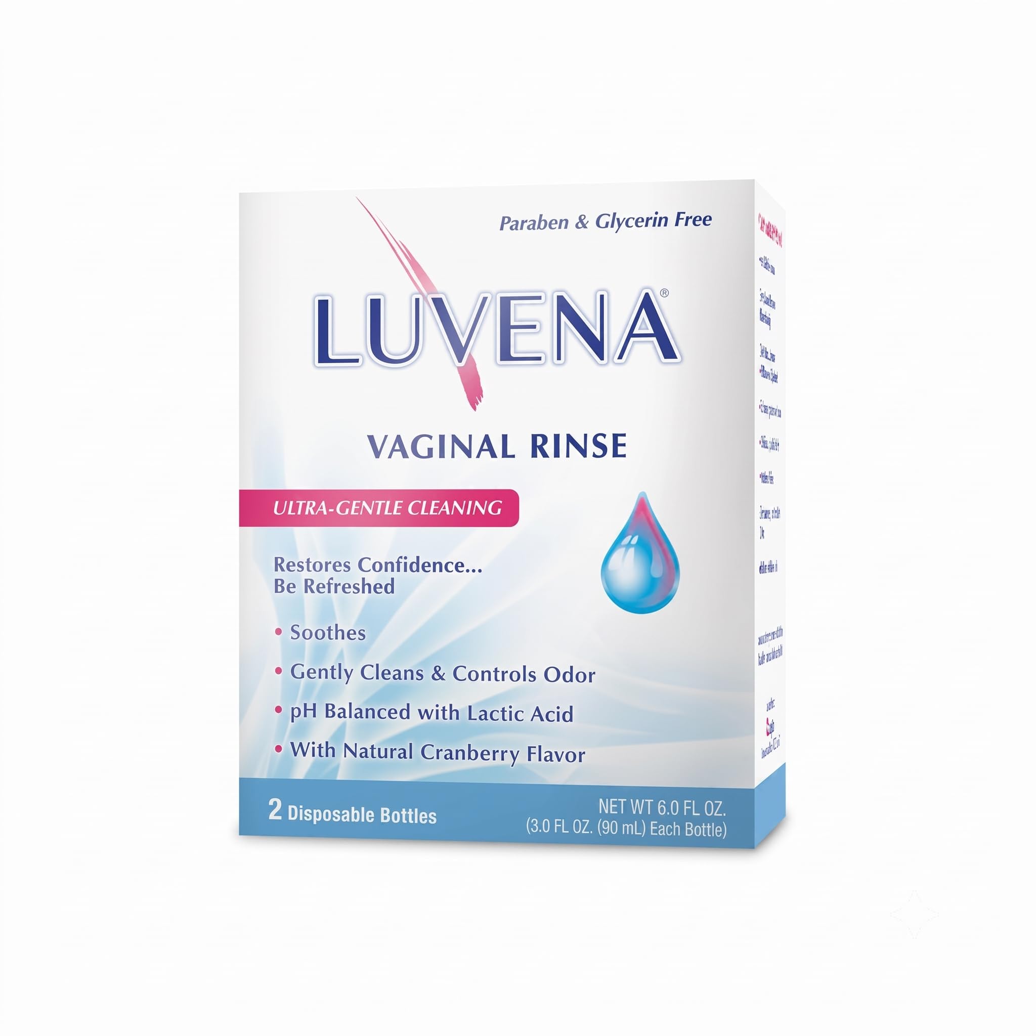 LUVENA vista frontal del pack mostrando las dos botellas y aplicadores, higiene práctica