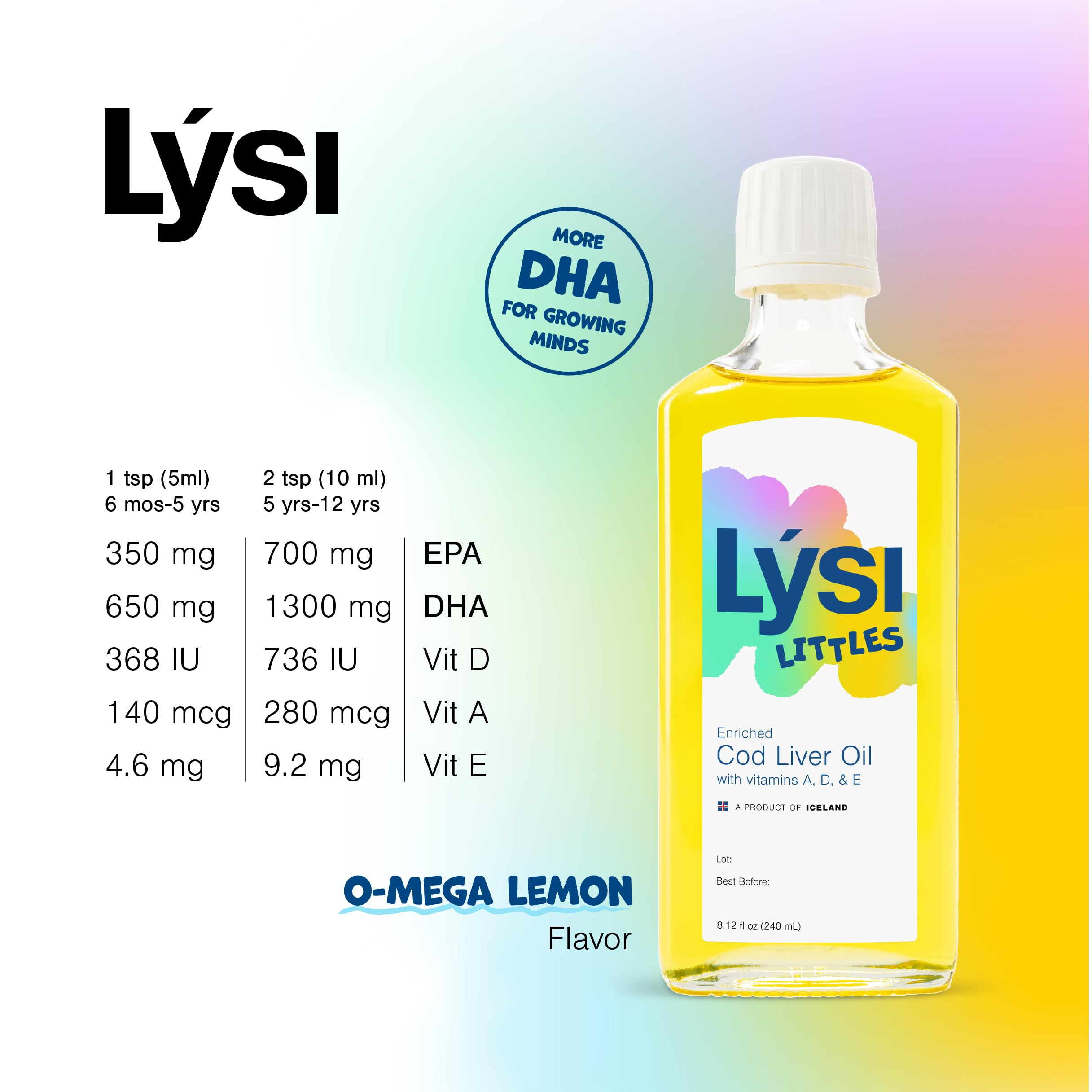 Envase LYSI Liittles 8.12 oz que muestra tamaño y presentación