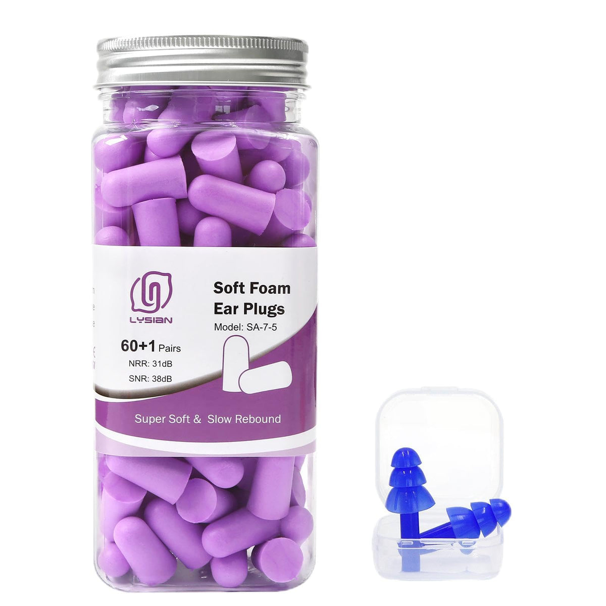 LYSIAN paquete frontal mostrando 60 pares y color morado para descanso