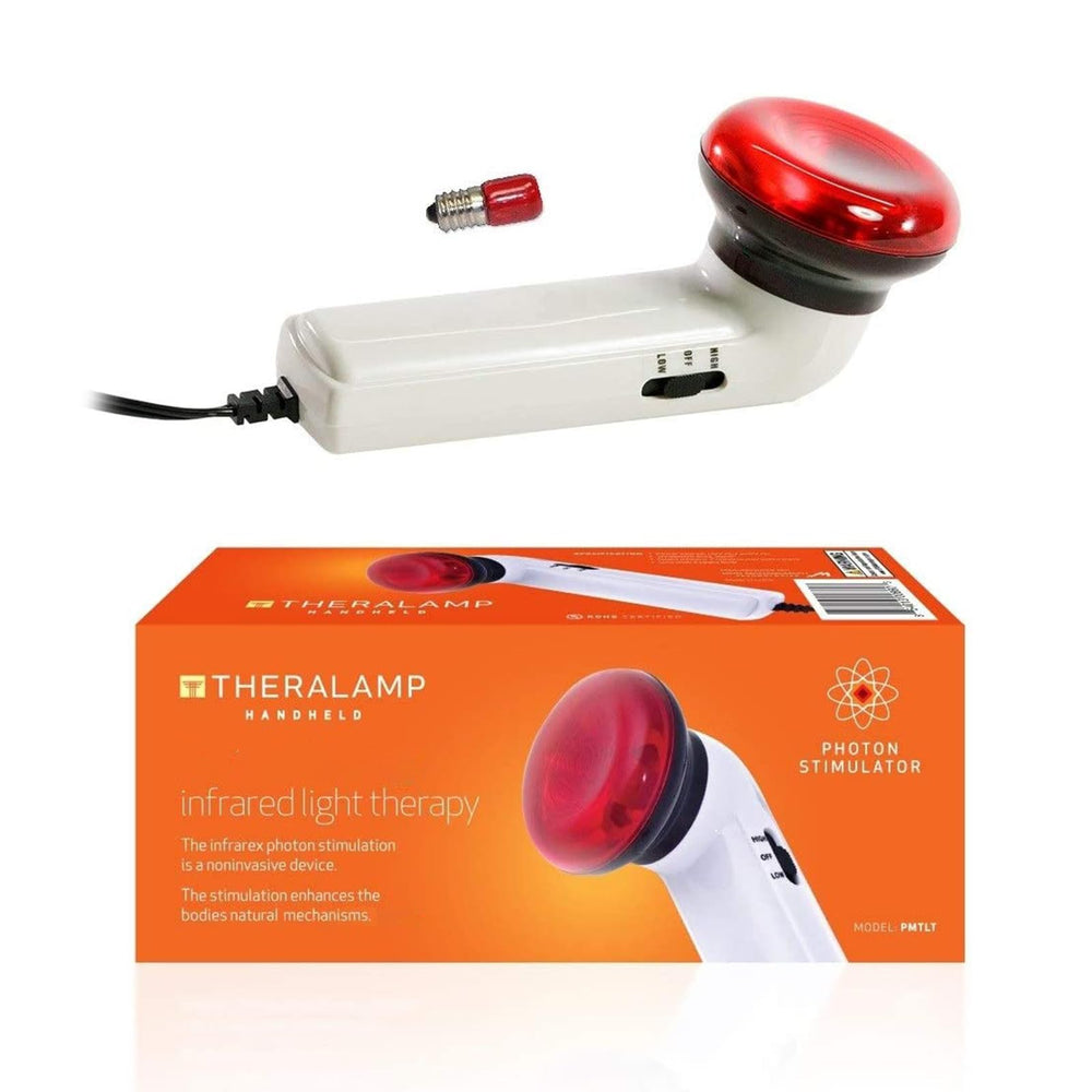 M PAIN MANAGEMENT TECHNOLOGIES Theralamp frente y empaque mostrando inclusión de bombilla